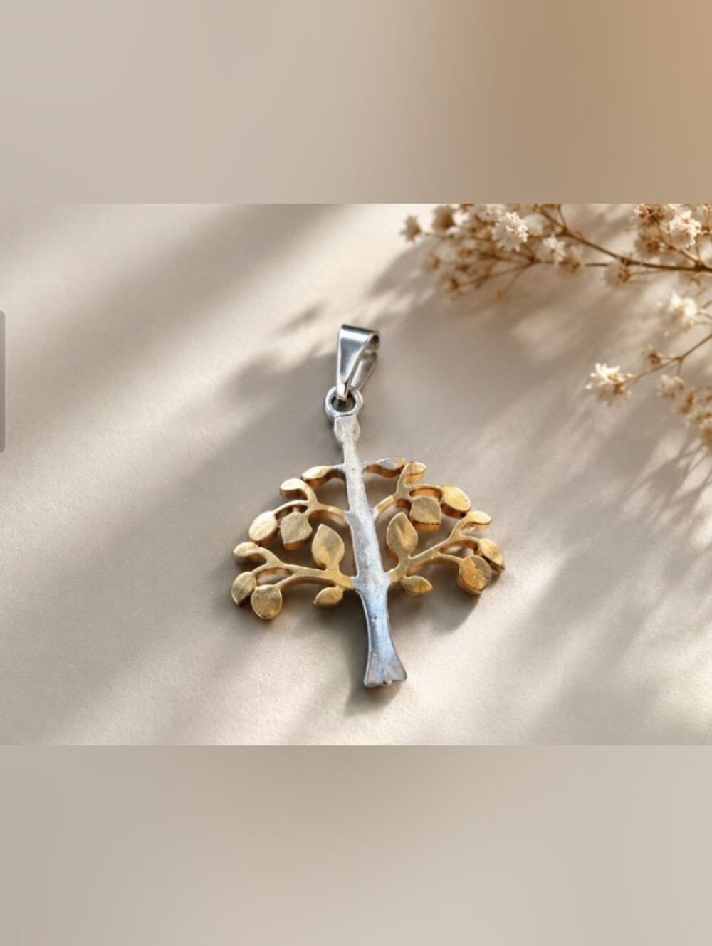 Two-Tone Tree of Life Pendant – Silver & Gold Tone Nature Charm
